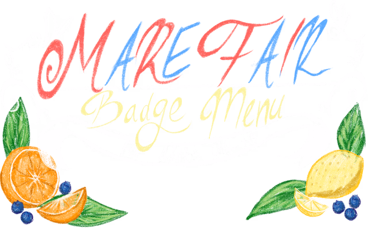 Mare Fair badge menu for adults only, opens on February 8th, 2025